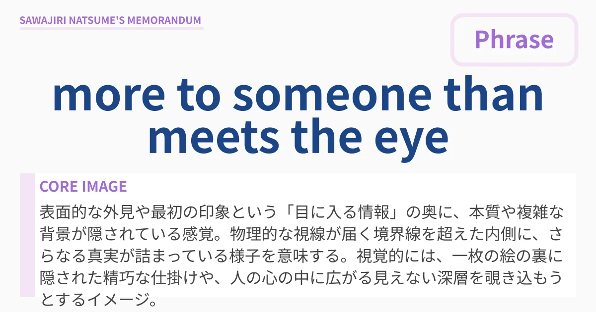 [more to someone than meets the eye] : Definition & Usage